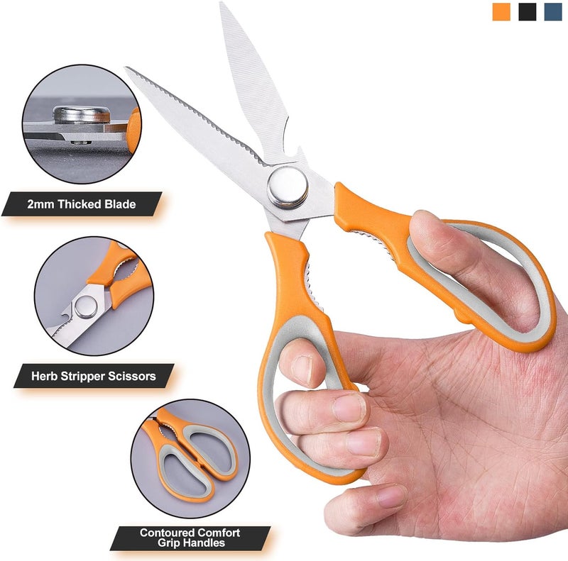 KITNATS 3-Pack Kitchen Shears Heavy Duty All Purpose Stainless Steel Scissors Dishwasher Safe Cooking for Meat, Chicken, Fish, Vegetable - Image 3